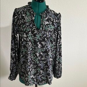 Floral Black and Green Women's Top